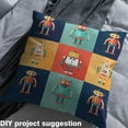 thumbnail image 2 of Homewish Colorful Cartoon Robot Fabric by the Yard 1 Yard,Rainbow Geometric Checkered Home Decor Fabric by the Yard,Intelligent Machine Mechanical Sewing Fabric For Boys,Super Cozy Room Decor, 2 of 6