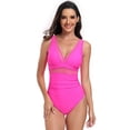 thumbnail image 6 of LYMAYTER Women's One Piece Bathing Suit Tummy Control V-Neck Bathing Beach Pool Essentials S-2XL, 6 of 10