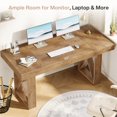 thumbnail image 4 of Demi Bonn 62" Large Wooden Computer Desk, Office Writing Table, Spacious Workstation for Home Office, Brown, 4 of 6