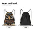 thumbnail image 4 of Bingfone Quirky Owl With Glasses Drawstrings Backpacks Bags for Men Women Gym Drawstrings Bag-Small, 4 of 8