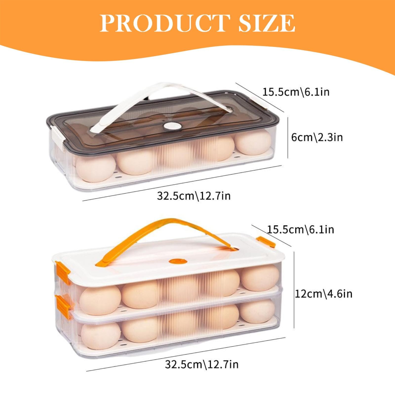 Hecnuo,Plastic Deviled Egg Tray with Lid,Stackable Egg Holder for Fridge,for Storing Deviled Eggs or Dumplings In A Refrigerator Using A Plastic Deviled Egg Container with Lid and Handle.
