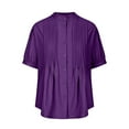 thumbnail image 4 of Fartey Oversized Cotton Linen Shirts for Women Dressy Casual Button Down Blouses Loose Comfy 1/2 Sleeve T Shirts Casual Breathable Summer Solid Color Tops Purple M, 4 of 6