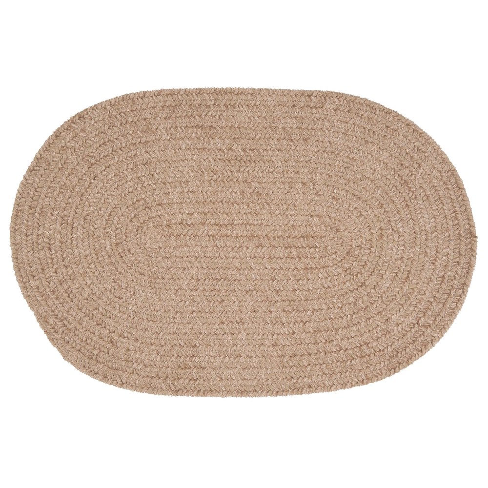 1.25' x 2.25' Light Mocha Brown Oval Reversible Braided Bath Rug