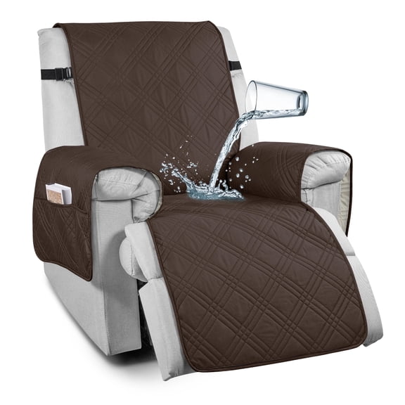 TAOCOCO 100% Waterproof Recliner Chair Covers,Anti-Slip Recliner Couch Slipcovers for Reclining Chair with Packets,Dogs Chair Cover Furniture Protector, Brown