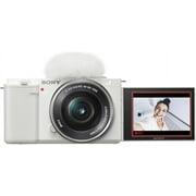 Sony ZV-E10 (White) Mirrorless Camera with16-50mm & 55-210mm Zoom Lenses + 64GB SD Card and More (International Version)