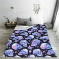 thumbnail image 5 of Honeii blue Skull flower Print Fleece Blanket - Throw Blanket for Bed, Sofa, Couch, Camping, and Travel , Microplush Ultra Soft Warm Blanket-60"x50", 5 of 7