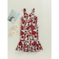 thumbnail image 2 of Bagilaanoe Toddler Baby Girl Summer Jumpsuit Sleeveless Floral Print Romper Overalls 12M 18M 24M 3T 4T 5T Kids Long Flare Pants Summer Outfits, 2 of 9
