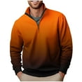 thumbnail image 2 of LODIENY Big and Tall Regular Fit Ombre Shirts for Men Casual 1/4 Zip up Long Sleeve Stand Collar Pullover Sweatshirts Lightweight Trendy Athletic Tops Orange L, 2 of 3