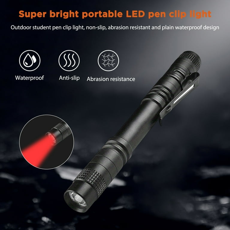 Mini Pocket Flashlight with Pen Clip LED Torch Light Battery Powered  Waterproof