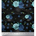 thumbnail image 1 of Soimoi Black Rayon Fabric Leaves & Floral Hand Drawn Print Fabric by the Yard 42 Inch Wide, 1 of 1