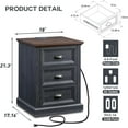 thumbnail image 3 of Farmhouse Side Table Bedroom Set of 2, Nightstand with Charging Station, End Table Side Table for Bedroom,Living Room, 3 of 6
