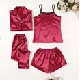 thumbnail image 3 of Conjunto de pijama de cuatro piezas fino de moda para mujer, estilo honda, universal para las cuatro estaciones, 3 of 5