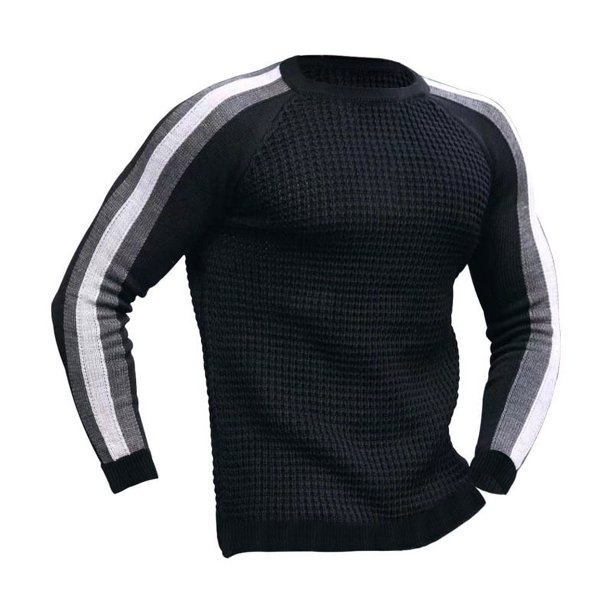 Camiseta de cuello redondo con contraste de color, camisa informal de punto con base holgada para hombre, camiseta de moda para hombre joven
