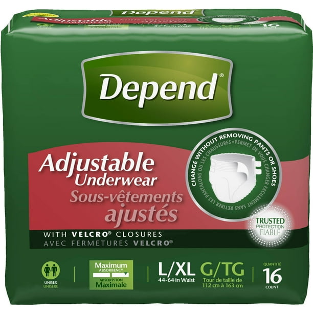 Depend Adjustable Underwear Maximum Absorbency, Large/Extra Large 16