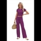thumbnail image 2 of Conjunto Deportivo de Verano para Mujer, de Corta y Bloques de Color, con Pantalones Ajustados, A Juego, para Estar en Casa, 2025 Rojo Púrpura L, 2 of 8