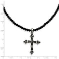 thumbnail image 4 of Stainless Steel Polished With Black CZ & Black Glass Beads Cross Necklace; 18 inch; for Adults and Teens; for Women and Men, 4 of 4