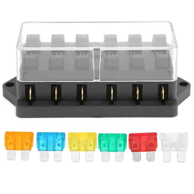 6-Way Fuse Block Waterproof Blade Fuse Box Holder for 12V-24V Car Marine Boat Home Applications