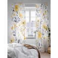 thumbnail image 3 of Sheer Curtains 96 Inches Long 2 Panels Set for Living Room, Yellow Floral Spring Semi Sheer Curtains for Windows, Pastoral Gray Botanical Summer Voile Window Treatments Rod Pocket Curtain, 3 of 7