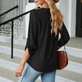 thumbnail image 5 of Lixiuxyad Women's V Neck Button Detail 3/4 Sleeve T Shirt For Casual Wear Floral Cute,Black S, 5 of 7