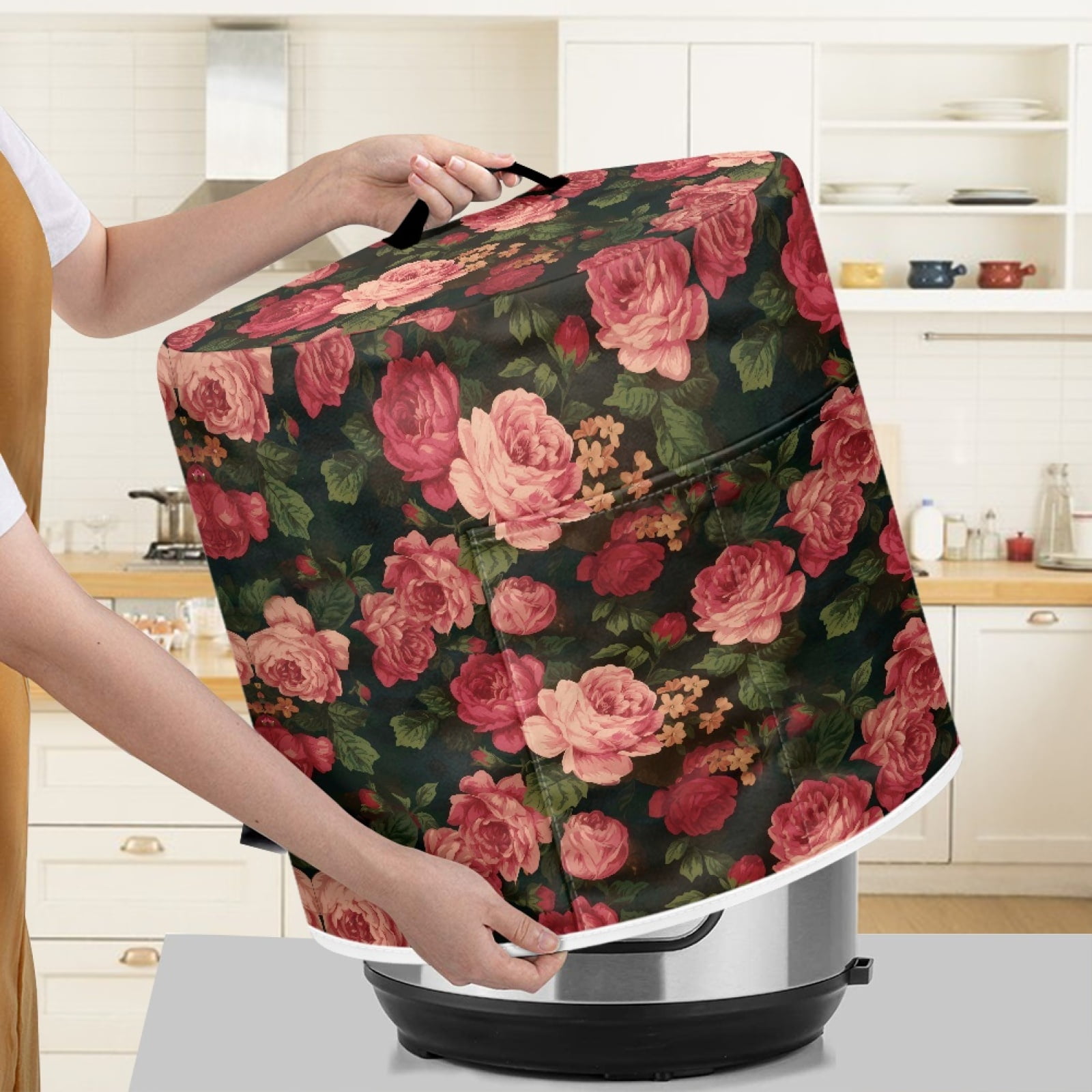 Xoenoiee Vintage Rose Floral Print Kitchen Appliance Dust Cover for