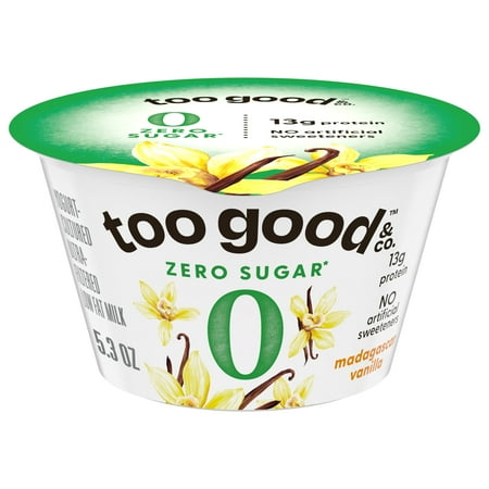 Too Good & Co. Zero Sugar Vanilla Yogurt-Cultured Ultra-Filtered Low Fat Milk Product Cup, 5.3 OZ