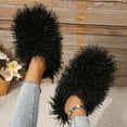 thumbnail image 4 of Women's Curly Furry Slippers, Indoor Thermal Cozy Fuzzy Shoes, Warm Bedroom Floor Plush Slippers With Non-slip Sole, 4 of 8