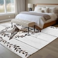 thumbnail image 4 of 5'x7' Area Rugs for Living Room Bedroom, Western Stars Retro Washable Rug Carpet Runner Indoor Outdoor, Wheat Rings Farmhouse Wooden Stripes Non Slip Floor Mats Area Rug for Kitchen, Nursery, 4 of 8