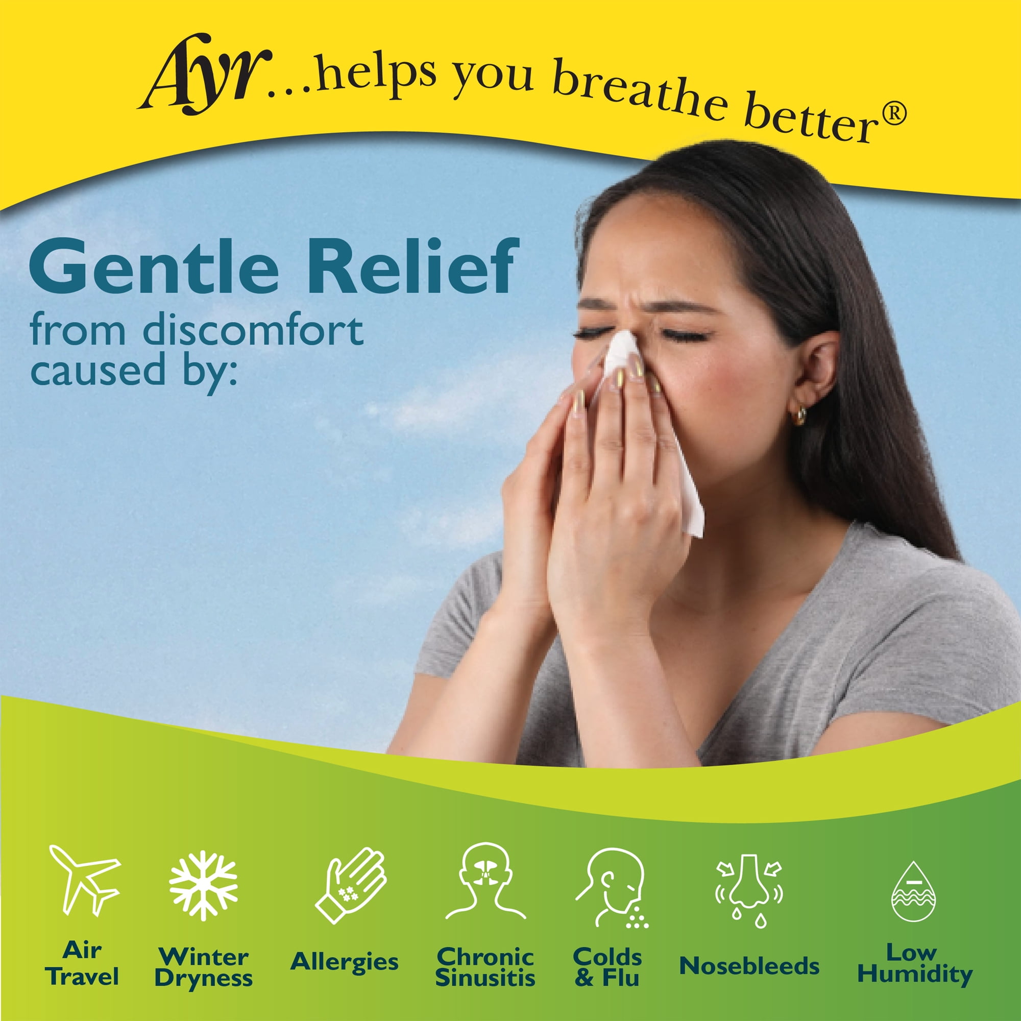 Ayr Saline Nasal Gel with Soothing Aloe, For Dry Noses, 0.5 oz