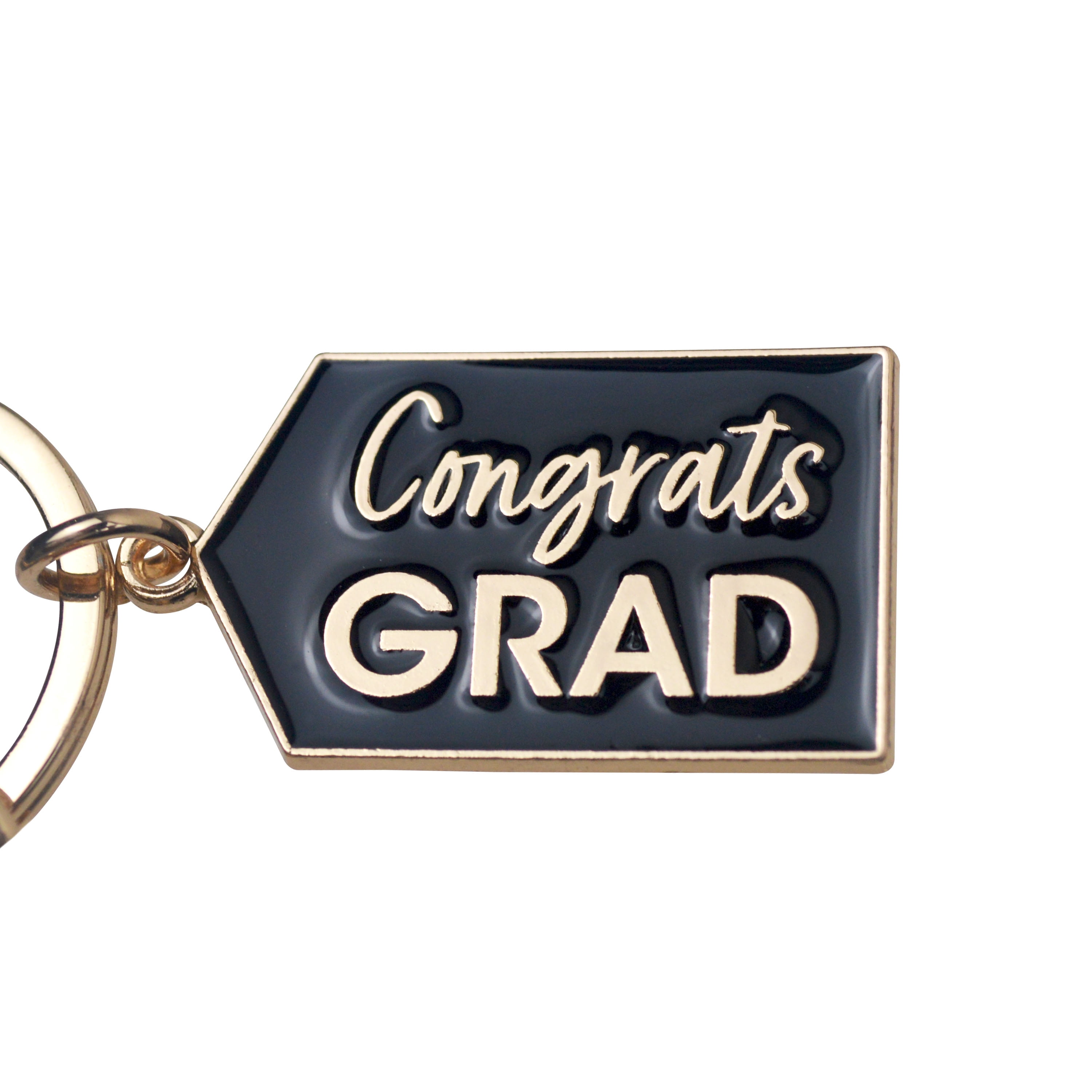 Way To Celebrate Grad Rose Gold/ Black/ Yellow Metal Key chain with Tassel, 5 in H