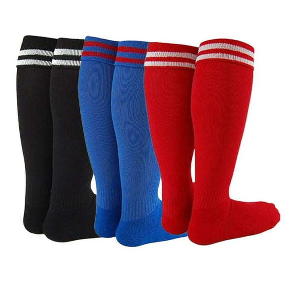 Lian LifeStyle Exceptional Girl's 3 Pair's Knee High Sports Socks for Soccer, Softball, Baseball, and Many Other Sports XL002 Size XXS,Random Color