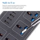 thumbnail image 4 of Tira de alimentación con 6 enchufes de CA y 3 puertos USB 1 tipo C Cable de extensión de 6 pies Prot Tomshoo  Negro, 4 of 7