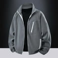 thumbnail image 2 of Tisuna Winter Jackets For Men Solid Color Long Sleeve Stand Collar Coat Classic Warm Men Fall Winter Fleece Jacket Grey Size M, 2 of 4