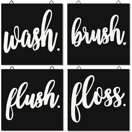 4 Pieces Farmhouse Bathroom Wall Decor Wash Brush Floss Flush Sign with 3D  Words Rustic Hanging Wooden Bathroom Sign Funny Wall Art Vintage Wooden  Decorations for Restroom Bathroom (Elegant Colors) | Walmart Canada