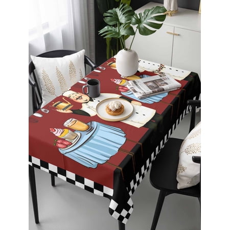 Chef Tablecloth Rectangle Table Cloth 60×120 Waterproof Tablecloth Outdoor Table Cloth Cartoon Red Food Cooking Black White Buffalo Check Washable Table Cover for Kitchen Dinning Party Chef Tablecloth Rectangle Table Cloth 60×120 Waterproof Tablecloth Outdoor Table Cloth Cartoon Red Food Cooking Black White Buffalo Check Washable Table Cover for Kitchen Dinning Party