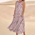 thumbnail image 2 of Vestido de Verano para las Mujeres sin Mangas Lino-Look Impreso Maxi, Suelto Fluido Y Vestido Sexy de Moda para las Mujeres, 2 of 4