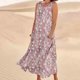 thumbnail image 2 of Vestido de Verano para las Mujeres sin Mangas Lino-Look Impreso Maxi, Suelto Fluido Y Vestido Sexy de Moda para las Mujeres, 2 of 4