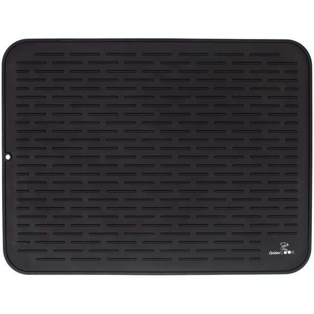 Silicone Dish Drying Mat 24 X 18 Extra Large Dish Drying Mat (Black