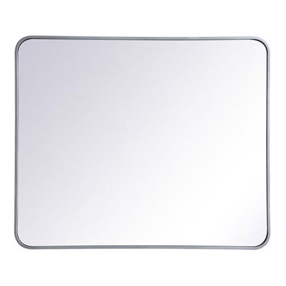 Elegant Lighting MR803036S 30 x 36 in. Evermore Soft Corner Rectangular Metal Mirror, Silver