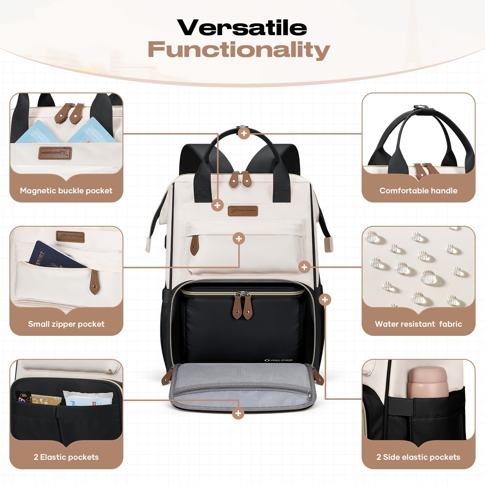 Maelstrom Travel Backpack for Women Men,Laptop Backpack Fits 15.6-17.3 Inch Laptop Water Resistant Carry On Backpack