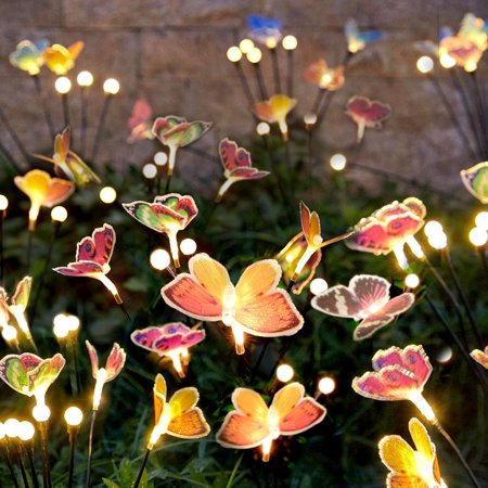 

Solar Butterfly Garden Lights 4 Pack Swaying Butterfly Outdoor Light 32 Warm White LED Beads Waterproof Yard Decor