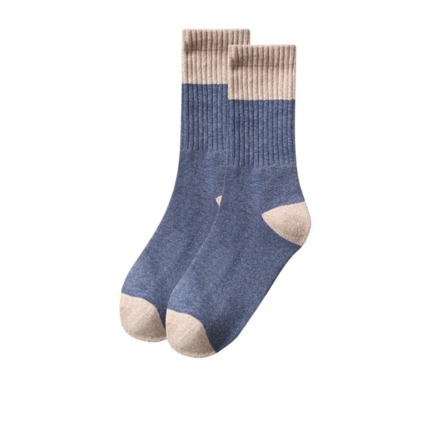 Calcetines de invierno para hombre, de forro polar de color, cálidos, desodorantes y absorbentes del sudor, de poliéster y algodón.
