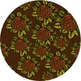 thumbnail image 1 of Ahgly Company Machine Washable Indoor Round Transitional Dark Yellow Green Area Rugs, 7' Round, 1 of 7