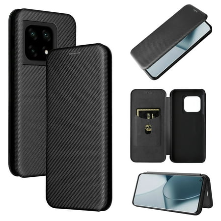 iDOMi Wallet Case For OnePlus 10 Pro 5G, [Anti Scratch] Slim Fit [Carbon Fiber] Premium PU Leather Flip Case with Card Holder Kickstand Protective Cover For OnePlus 10 Pro 5G, Black