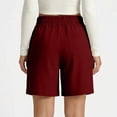 thumbnail image 6 of longantii Women's Linen Summer Shorts Casual Wide Leg Bermuda Shorts Mid Length High Waisted Drawstring Short 2026 Summer Beach Vacation Short with Pocket Watermelon Red M, 6 of 6
