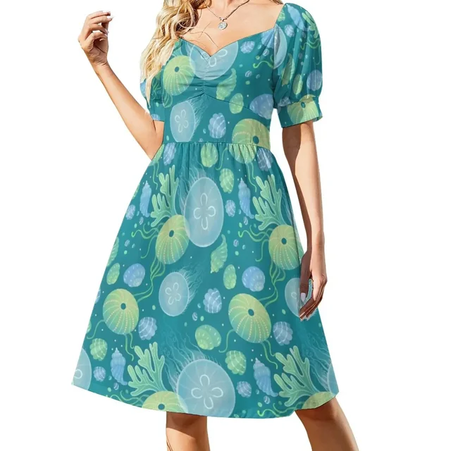 Vestido de manga corta Ocean Life Vestido largo mujer vestido fiesta noche elegante lujo celebridad
