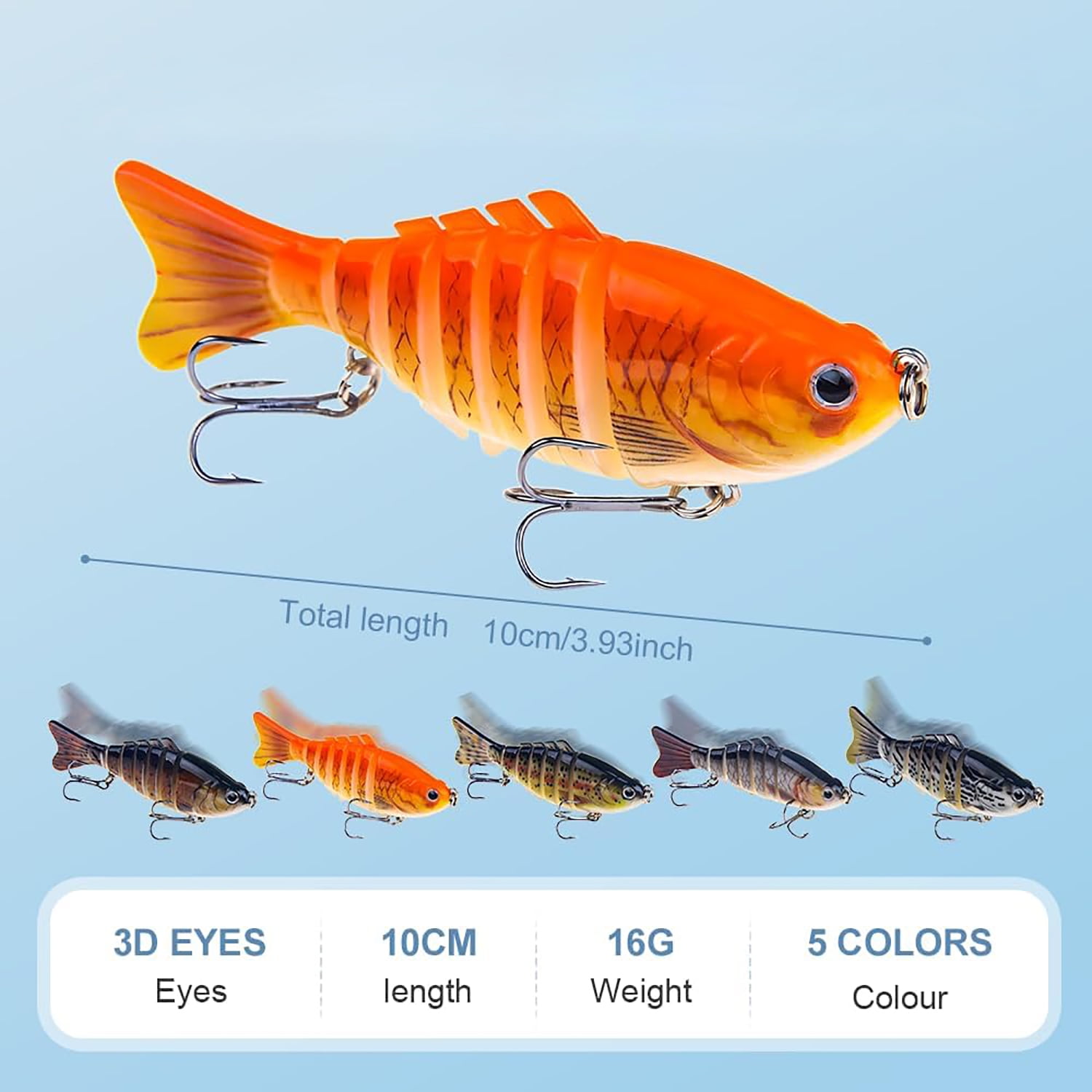 Robotic Fishing Lures for Freshwater & Saltwater, 2025 New Swimming Bait for Freshwater Saltwatern, Lifelike Fishing Lures for Bass Trout Crappie Walleye Pike Bluegill Salmon 5PCS