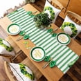 thumbnail image 4 of St. Patricks Day Table Runner 13x48 Inches Long Green Clover Hat Runner for Table Green White Stripe Table Runners Cotton Linen Dresser Scarf for Kitchen Coffee Dining Spring Holiday Party Decor, 4 of 6