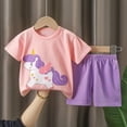 thumbnail image 2 of KPOPLK Children's Short Sleeved Suits Pure Cotton Boys' Clothes Girls' T Shirts Baby Summer Clothes 12 month boy clothes(4-5 Years,Pink), 2 of 3