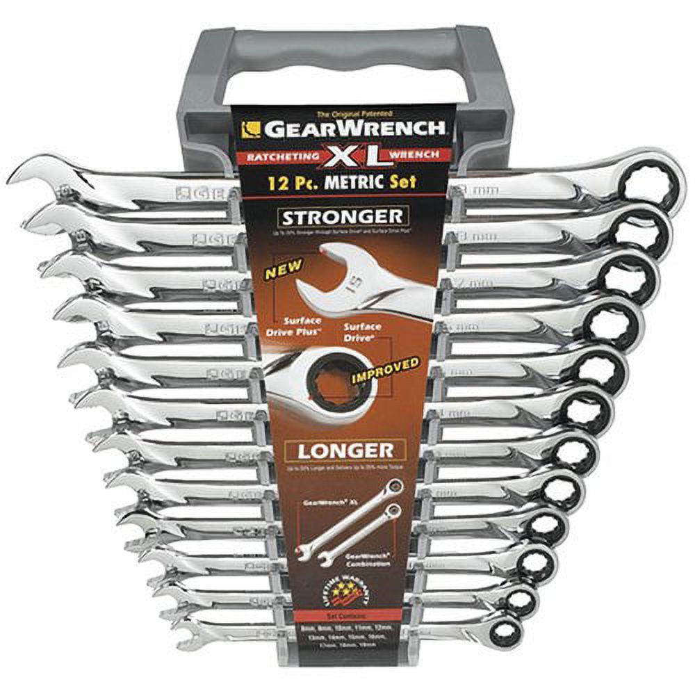 GearWrench 85098, 12-Piece Metric XL Combination Ratcheting Wrench Set