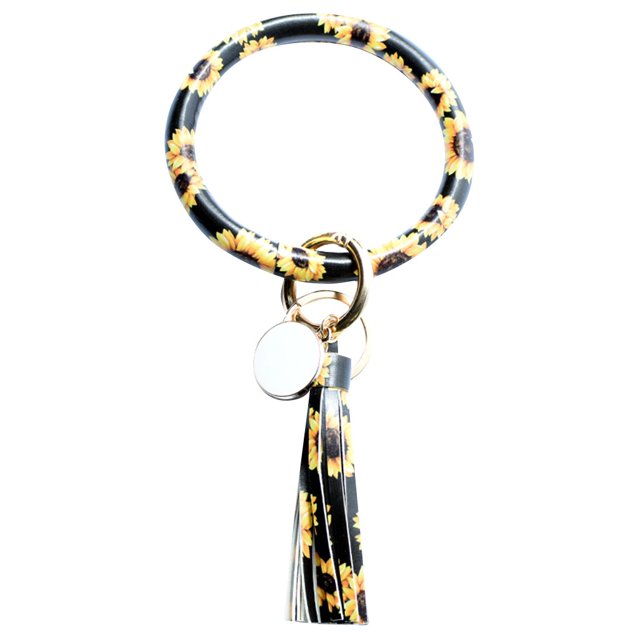 Bijoux en Liquidation, Bracelet en Cuir Tendance, Porte-Clés Rond avec Pompon, Multicolore